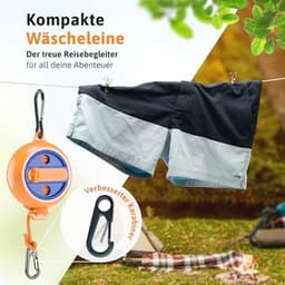 Uitschuifbare waslijn 10 m - Handzwengel met 50 kg draagkracht - Nylon drooglijn voor camping en balkon — thumbnail 2