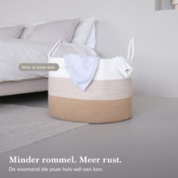 Jubbly® - Wasmand - Wassorteerder - Opbergmand - Wasmand opvouwbaar - Wasbox - Woon Accessoires - 120 Liter - 100% Handgeweven Biologisch Katoen — thumbnail 2