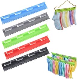 5 Stuks Sokkendroger - Sokkenhangers - Draagbare Washaken - 32 X 5cm - Ruimtebesparend - Antislip - Droogrekaccessoire - Kledinghanger - Plastic Kledinghanger - Geschikt Voor Ondergoed, Sokken, Sjaals, Dassen - Grijs, Rood, Blauw, Groen, Zwart — thumbnail 1