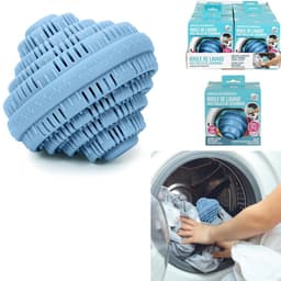 Home Deco Factory Wasmachinebol - met keramische kralen - D10 cm - blauw - wassen zonder wasmiddel — thumbnail 2