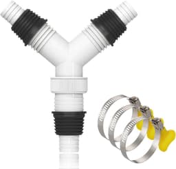 Dubbele Afvoer voor Wasmachine - Afvoeradapter voor 20-31mm Slangen, Uitgang 36mm, Inclusief 3 Klemmen — thumbnail 1