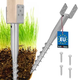 KOTARBAU® Paalhouder - Inschroefbare Paalhouder - Paalvoet 100 x 720 mm Gegalvaniseerde Paalhouder - Paalsteun - Schroeffundering - Inschroefbare Paalhuls voor Schuttingpalen en Houten Balken - Zilver — thumbnail 1