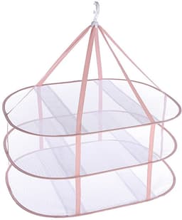 longziming -Vouwbare Kledingdroger voor Ondergoed en Zwemkleding – 3 Laags Netwerkontwerp, Winddichte Droogoppervlakte – Roze Kleur — thumbnail 1