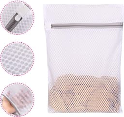 Gigicial Washzakken Van Honingraatgaas - Waszak Voor Delicate Stoffen - Beschermende Waszakken Met Rits - 3 Stuks - Wit Voor Reizen En Wassen — thumbnail 3