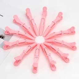12x Grote Roze Krokodillenklemmen Haarclips voor Knippen en Stylen — thumbnail 4