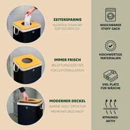 Hoekige wasmand 50 liter met uitneembare waszak en deksel — thumbnail 5
