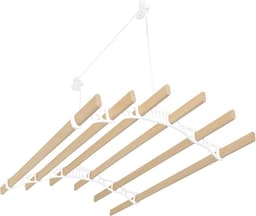 Plafond Kledingdroger met Katrol 6 Latten 0.9m Wit - Ruimtebesparend en Duurzaam Droogrek — thumbnail 5