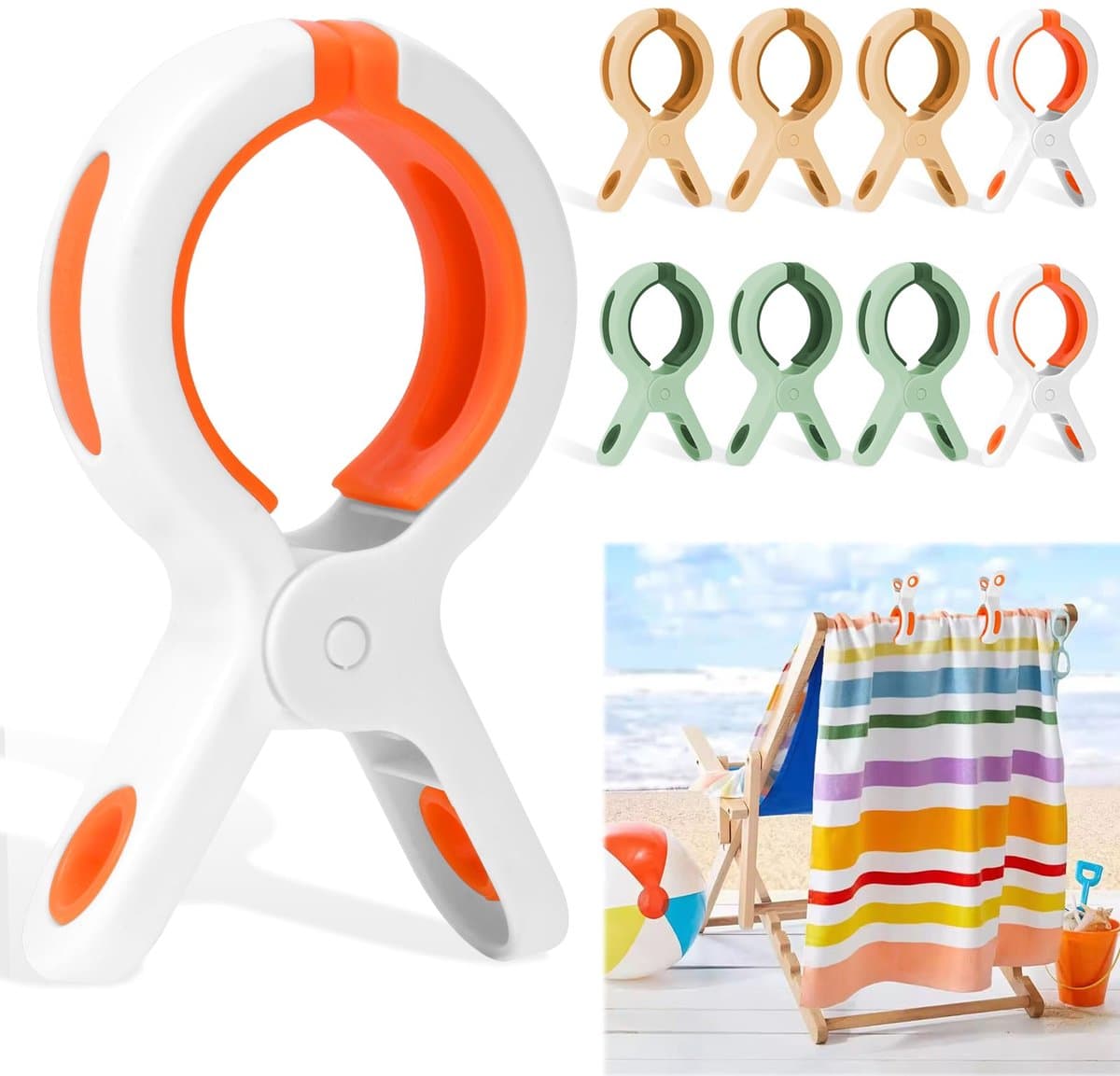 Unyqoos® Set van 9 Grote Winddichte Handdoekklemmen voor Diverse Toepassingen — afbeelding 1