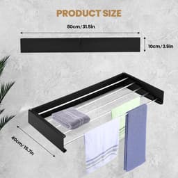 Sensova Wanddroogrek Inklapbaar - Ruimtebesparend Wasdroogrek Voor Muurmontage Met 5 Aluminium Staven – Sterk En Duurzaam Droogrek Hangend Voor Kleding Handdoeken En Lakens - Ideaal Wasrek Voor Kleine Ruimtes Binnen En Buiten — thumbnail 2