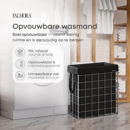 Falmora Grid Wasmand – Roestvrij Staal – Uitneembare Waszak – Zwart — thumbnail 3