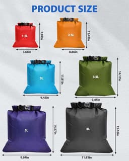 6 stuks waterdichte droogzakset, grote capaciteit ripstop droge zak waterdicht in 8 l, 5 l, 3,5 l, 3 l, 2,5 l, 1,5 l, organisator, opbergzakken voor kamperen, buiten, wandelen, vissen — thumbnail 3