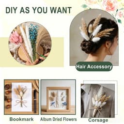 Gedroogde bloemen, 44 cm, boho-decoratie met sluier, Bunny-Tails, gedroogde bloemen, bruin pampasgras, decoratie voor woonkamer, hal, eettafel, badkamer, decoratie — thumbnail 2