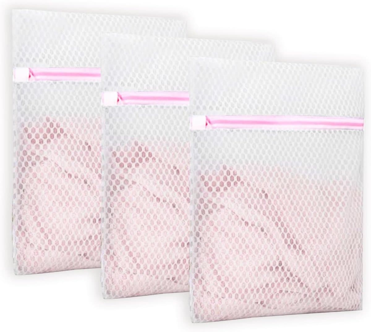 Set van 3 Herbruikbare Mesh Waszakken met Ritsen, 12"x16", Ideaal voor Delicate Kleding, Ondergoed en Reisorganizer — afbeelding 1