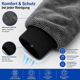 Washandschoen - Schoonmaakhandschoen voor auto, keuken en badkamer - Streeploos schoonmaken voor lak, glas en tegels - Zacht, absorberend, wasbaar en herbruikbaar — thumbnail 3