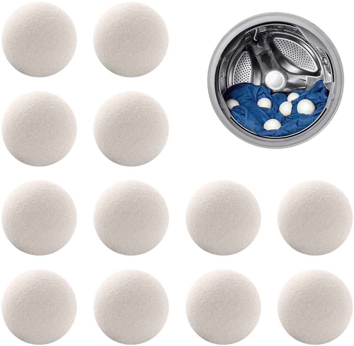 Drogerballen, drogerballen van natuurlijke wol, drogerballen voor de wasdroger, set van 12, droogballen van 100% pure - ShopVlot — afbeelding 1