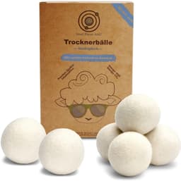 Eco Droogtrommelballen Set van 6 wit - drogerballen | Droogballen voor de droger - 100% Nieuw-Zeelandse eersteklas schapenwol — thumbnail 1