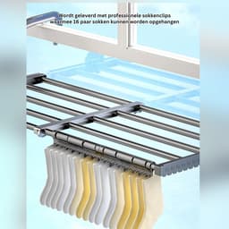 ZRNS® Droogrek Deur - Wasrek Hangend Trapgat - Wasdroger Balkon en Radiator - Uitschuifbaar — thumbnail 2