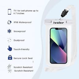 beschermhoes voor smartphone, set met waterdichte tas, waterdichte tas, heuptas voor sport, vissen, zeilen, wandelen, bescherm je mobiele telefoon, portemonnee (2 wit) — thumbnail 2