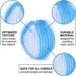 Wasmachineballen voor huisdieren, 12 stuks, blauw, herbruikbaar, voor het verzamelen van honden- en kattenharen, pluisverwijderaar voor schone kleding, in wasmachine en droger — thumbnail 5