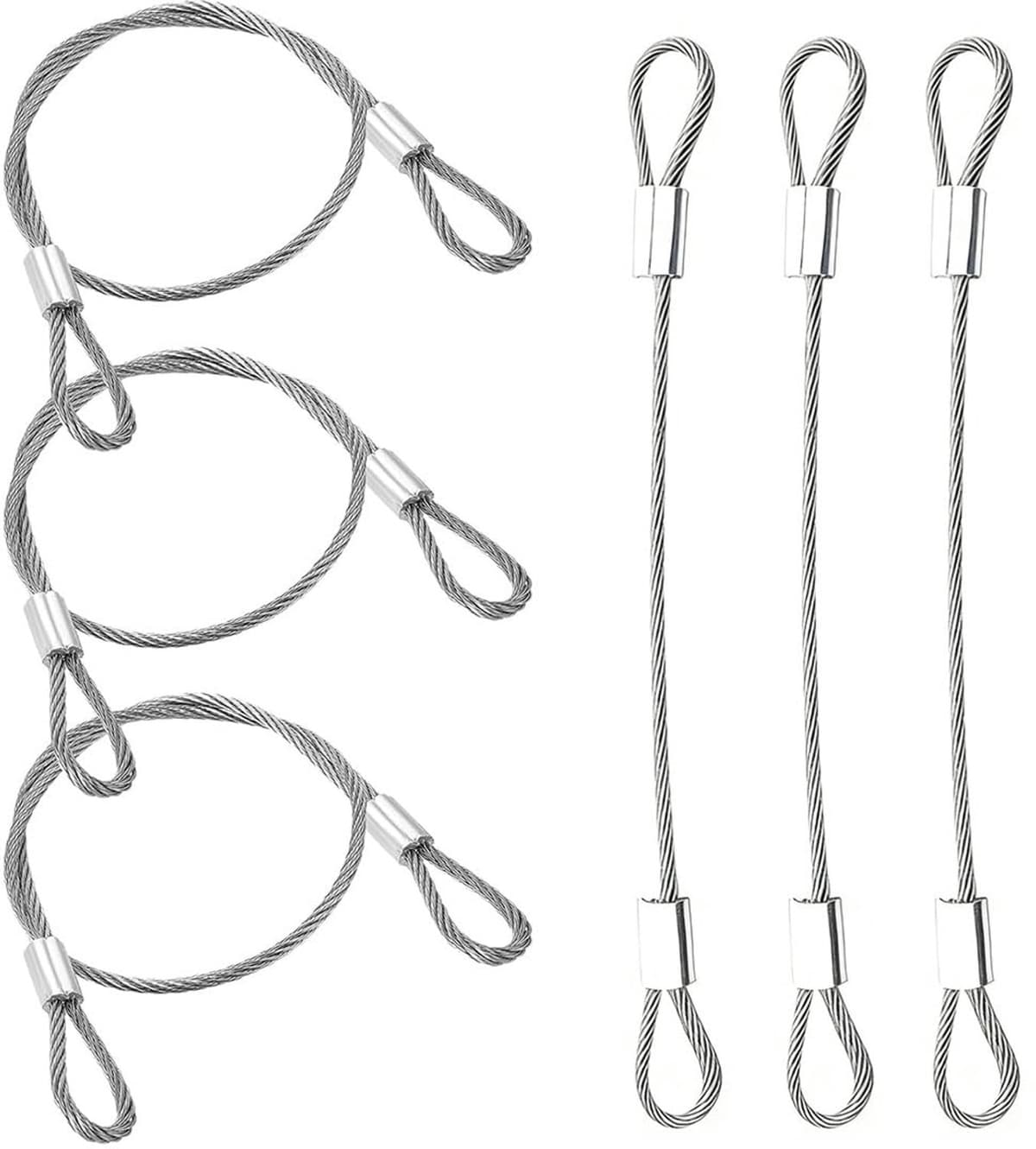 Staalkabels met lussen 30 cm x 2 mm - verzinkt roestvrij staal - robuust voor outdoor - ideaal voor bagageverlichting - ShopVlot — afbeelding 1