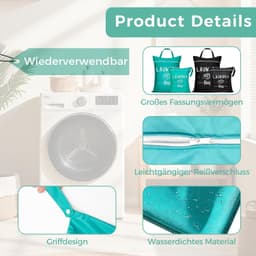 Waszakken 38 x 49 cm & 46 x 58 cm - Opvouwbaar, waterdicht - 4 stuks voor reizen en thuis - Homevero — thumbnail 4