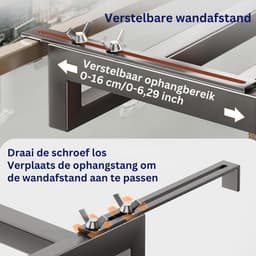 DYVNS® Wasrek Hangend Trapgat - Droogrek Ophangbaar - Voor Radiator, Deur, Balkon - Ruimtebesparend - Zwart — thumbnail 4