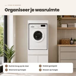 Dastium Home - Enkele Wasmachine Ombouw - Wasmachinekast - Wasmachine Verhoger - Wasmachine Meubel - Wasmachine en Droger Ombouw - Wasmachine Kast Wasdroger Kast — thumbnail 5