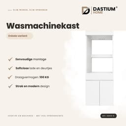Dastium Home - Enkele Wasmachine Ombouw - Wasmachinekast - Wasmachine Verhoger - Wasmachine Meubel - Wasmachine en Droger Ombouw - Wasmachine Kast Wasdroger Kast — thumbnail 2