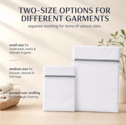 Set Van 4 Herbruikbare Wasfilets Voor Wasmachine, Linnenfilet in Fijn Mesh Met Beveiligde Flitssluiting, Linnenzakken Voor Onderkleding, Lingerie, Delicate Kleding — thumbnail 2