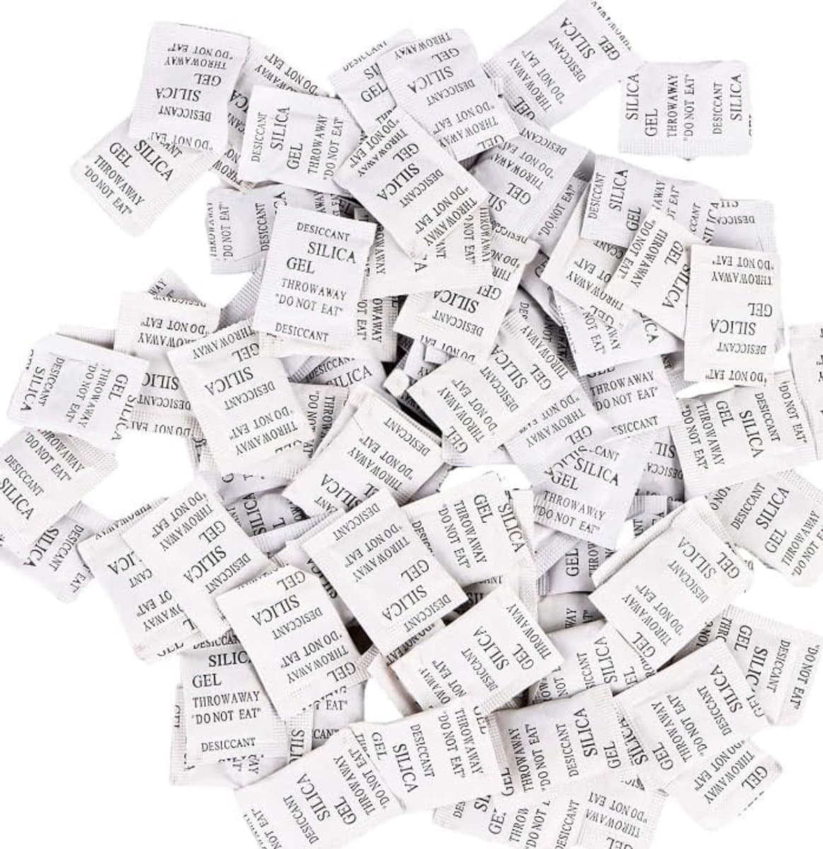 Zak met droogmiddel, 200 verpakkingen x 1 g, silicagelzakjes, silicagel sachets droogmiddel verwijderen vocht, stoom, schimmel, geuren, luchtontvochtiger — afbeelding 1