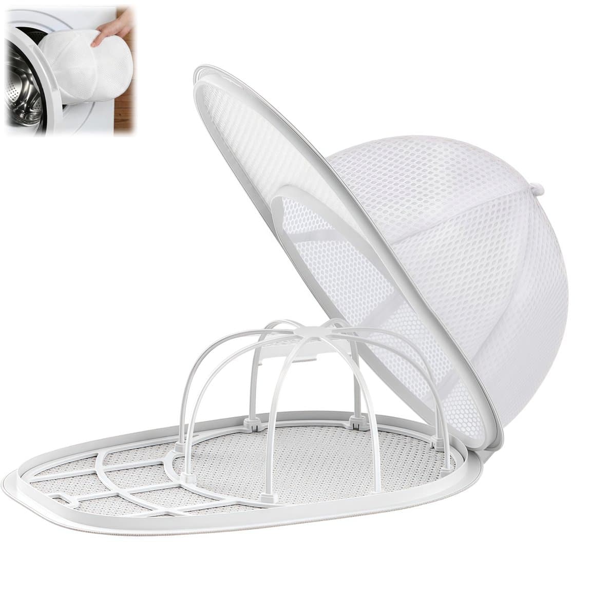 1 set - waszak voor pet - pet wasframe - wasbeschermer voor baseballpet - anti‑vervorming - 21 x 30,5 x 12 cm - voor huishoudelijk gebruik, het wassen van baseballpetten - wit — afbeelding 1