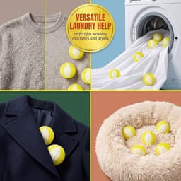 10 anti-pluisballen voor wasmachine, kleur geel en wit, materiaal nylon, diameter 3,5 cm, voor het verwijderen van pluisjes van kleding — thumbnail 4