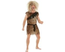 | Holbewoner kostuum voor mannen Stenen tijdperk, Prehistorisch - Kostuum voor Volwassenen, Accessoire verkleedkleding en rekwisieten voor Halloween, carnaval & feesten Maat - XL - Bruin