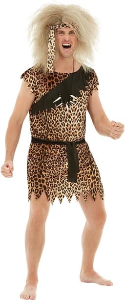 | Holbewoner kostuum voor mannen Stenen tijdperk, Prehistorisch - Kostuum voor Volwassenen, Accessoire verkleedkleding en rekwisieten voor Halloween, carnaval & feesten Maat - XL - Bruin — thumbnail 1