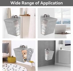 Wasmand (1 stuk) - Opvouwbare wasmand - Wasmand voor vuile was - Hangende wasmand - Opvouwbare wasmand voor huishoudelijk gebruik - Wandgemonteerde badkamerwasmand - Handvat - Ingebouwde waterdichte coating - Grijs - 58*41*15cm — thumbnail 5