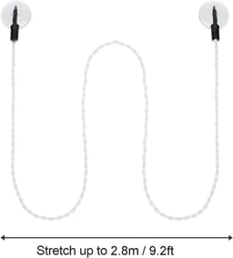 Intrekbare Waslijn - Reiswaslijn Elastisch - Kleding Drogen - Met Haken en Zuignappen - 2.8 Meter - Wit — thumbnail 5