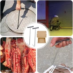 Kanaaldeksellifter Set van 2 - Heavy-duty Hefhaken - Roestvrij Staal - 30 cm lang - Zilverkleurig — thumbnail 2
