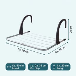 Cheqo® Droogrek Hangend - Radiator Droogrek met 3 m Waslijn en Drooglijn - Hangdroogrek voor Balkon Verwarming en Badkamer - Inklapbaar Metalen Wasrek - Wasdroger Rek voor Kleding en Handdoeken - Ruimtebesparend - Zilver — thumbnail 5