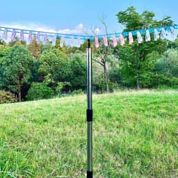 Telescopische Waslijnpaal - Uitschuifbare Drooglijn - Buiten Kleding Drogen - Roestvrijstalen Structuur - 7.2FT / 32.8FT - Zilver — thumbnail 2