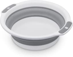 Wasbak, afgeronde wasbak, ruimtebesparende opvouwbare opbergcontainer met gaten om op te hangen, opvouwbare spoelbak voor binnen en buiten (grijs-wit, M) — thumbnail 1