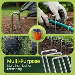 SnelShoppen - Tuinpinnen 200 stuks + 32 washers voor onkruiddoek, grondankers voor kamperen en kunstgras, robuust, gegalvaniseerd staal — thumbnail 3