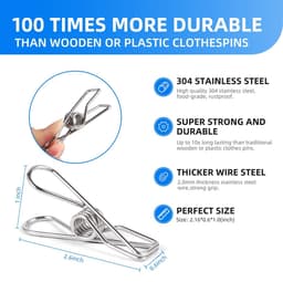 Dailygoods- Wasknijpers Roestvrij Staal - Grote Wasknijpers - Houten Wasknijpers - Kunststof Wasknijpers - Kleine Wasknijpers - 28 Stuks 6,6 cm Lang - Wasklemmen — thumbnail 5