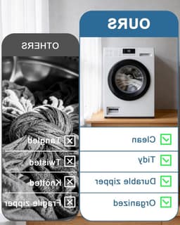 Set van 4 Wasnetten met Rits voor de Wasmachine, Fijnmazig en Duurzaam, Herbruikbare Waszak voor Ondergoed, Sokken en Delicate Kleding (2L + 2M) — thumbnail 2