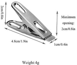Kledingpinnen 20 Stuks - Roestvrij Staal - Hitte- en Vorstbestendig - Duurzaam - Sterk Draagvermogen - 4.8cm x 1cm x 2cm - Wasknijpers — thumbnail 2