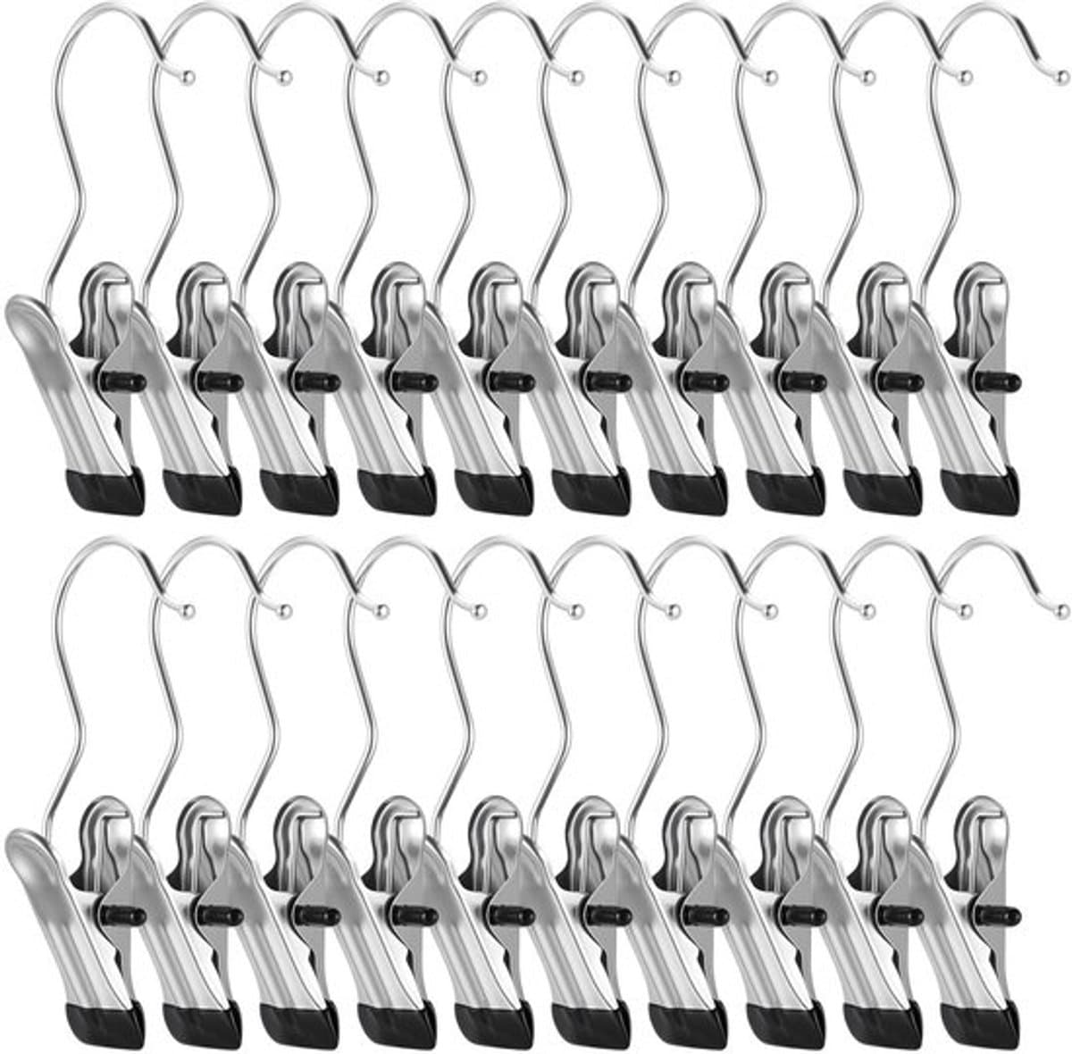Wasknijpers 26 Stuks - Roestvrij Stalen Klemmen - Antislip Kleerhanger Clips - 360° Draaibare Haak - Duurzaam en Lichtgewicht — afbeelding 1