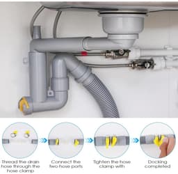 Universele afvoerslangverlenging van 3 meter met koppelingen en slangklemmen, geschikt voor wasmachines en vaatwassers. — thumbnail 2
