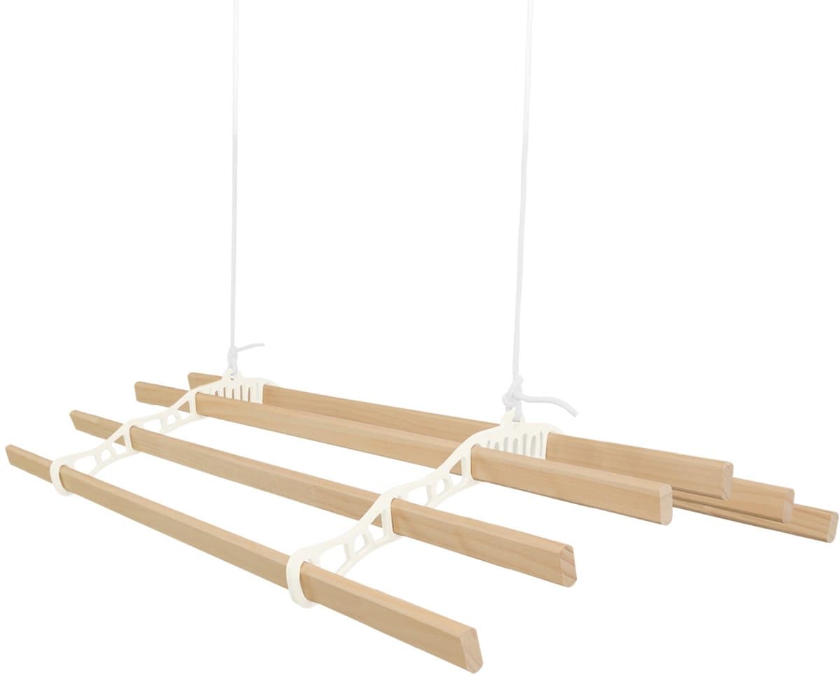 Kledingrek plafond katrol - ivoor - 1.8m - 6-latten — afbeelding 1