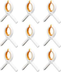 9 stuks antislip handdoekknijpers - zonnebank handdoekknijpers, plastic handdoekclips, grote wasknijpers met sterke grip voor strand, zwembadstoelen, wasgoed, ligstoelen en ligbedden — thumbnail 1