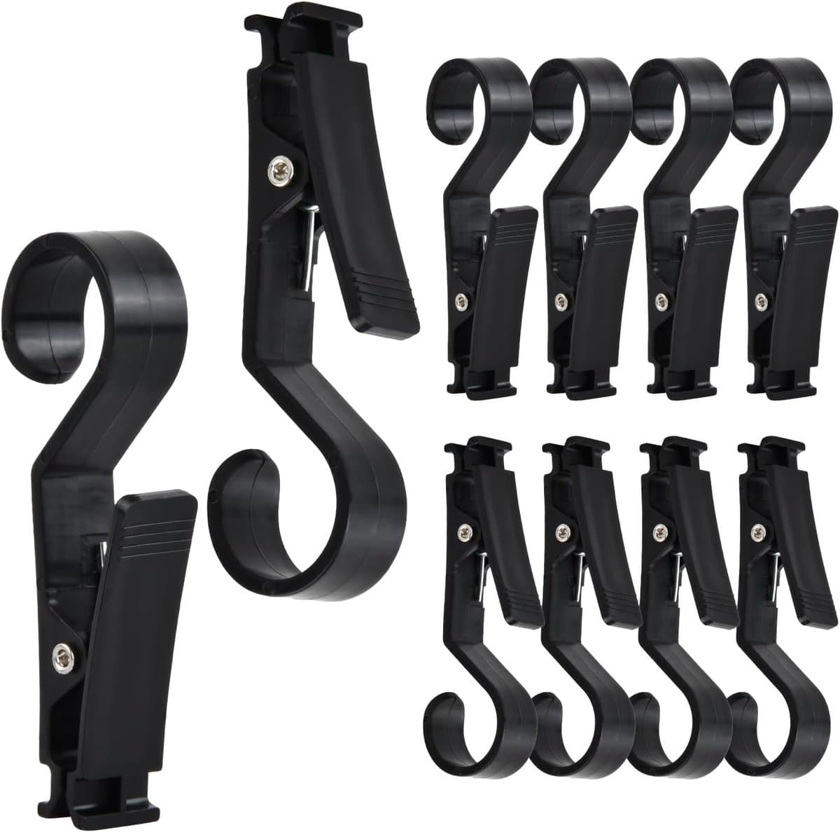 10 stuks draagbare washaken anti-slip opknoping clips wasknijpers hangers met clips plastic camping haken hanger clips voor kleding gordijn badhanddoek hoed lakens jas camping lamp (zwart) — afbeelding 1