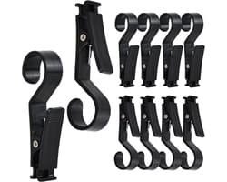 10 stuks draagbare washaken anti-slip opknoping clips wasknijpers hangers met clips plastic camping haken hanger clips voor kleding gordijn badhanddoek hoed lakens jas camping lamp (zwart)